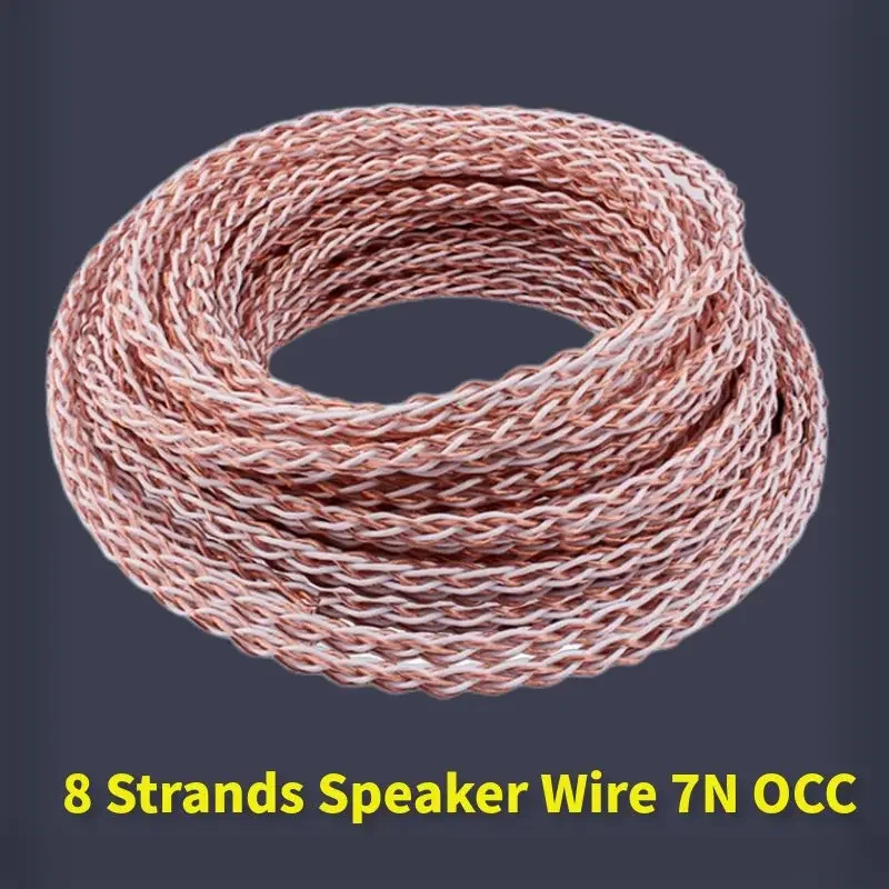 

Hifi 7N OCC Single Crystal 8 Strands Speaker Wire Copper 1M 3M 5M 10M Fever Audio Cables For Amplifier Car Speakers AUX Line