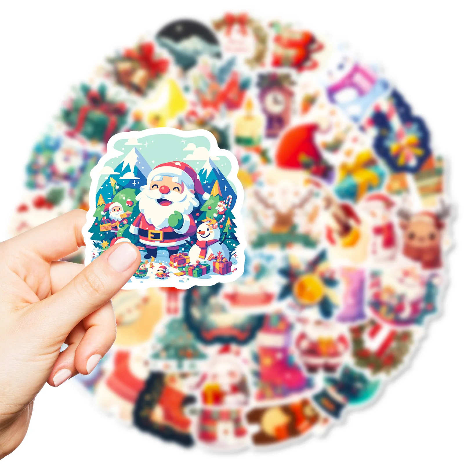 

50PCS Christmas Cartoon Stickers Christmas Gift Sticker Festivals Accessories Decals Scrapbook Luggage Laptop Phone Bike Gifts