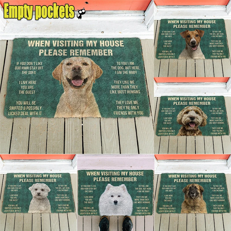 Please Remember Labrador Retriever Dogs House Rules Doormat Decor Print Carpet Soft Flannel Non-Slip Doormat for Bedroom Porch