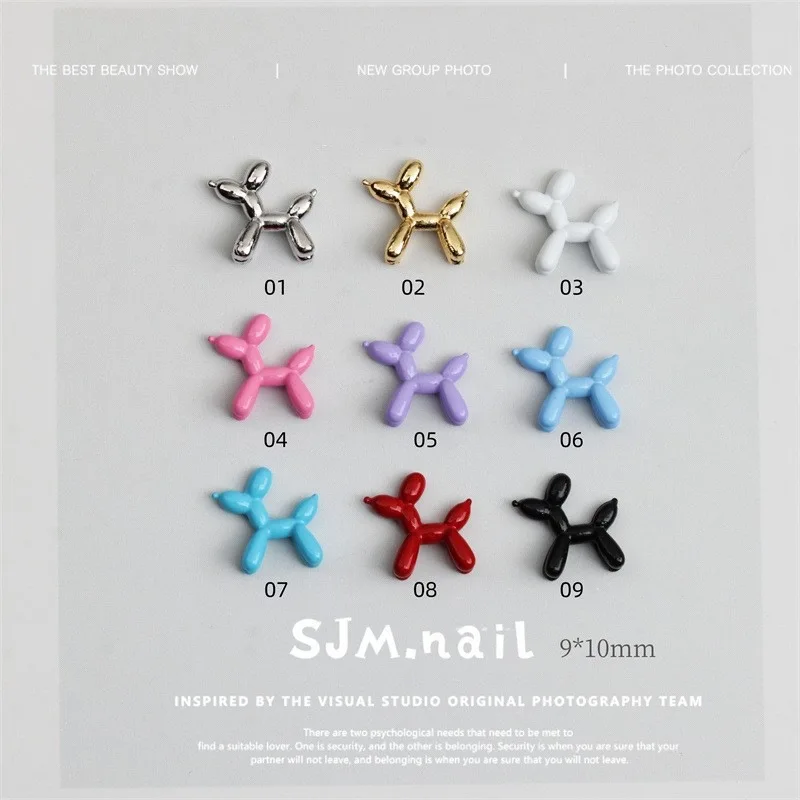 

10pcs 3D Color Alloy Dog Nail Charms Shiny Gold Silver Dog Nail Art Accessories Rhinestones Nail Decorations Supplies DIY Parts