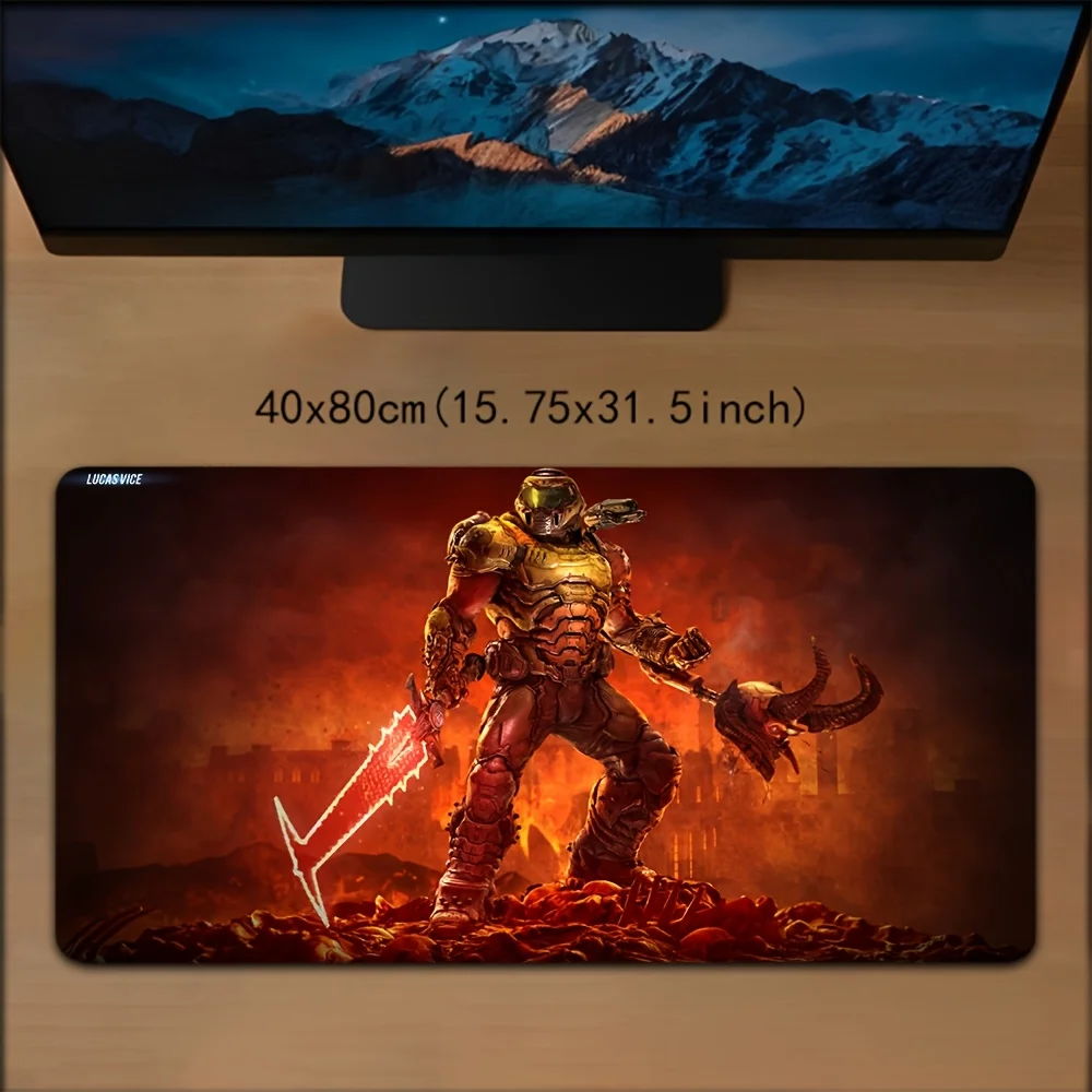 لوحة ماوس ألعاب كبيرة من DOOM S-Slayer، حصيرة مكتب مطاطية كبيرة جدًا مضادة للانزلاق للكمبيوتر الشخصي ولوحات المفاتيح الميكانيكية - 30 × 60 سم / 30 × 70 سم / 30 #2