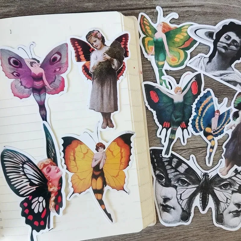 10pcs Hand Account Retro Stickers Butterfly Egirl Diary Album Mobile Phone Shell Decoration Collage Material