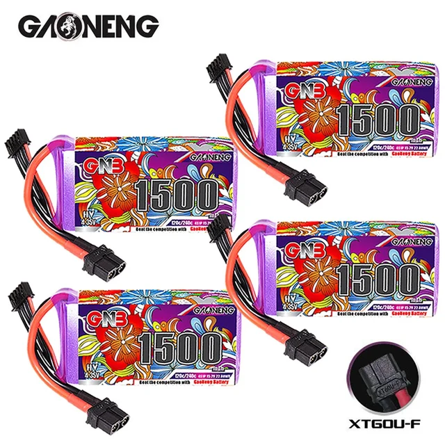 4 SZT. GNB 4S 1500mAh 120C/240C Bateria Lipo z XT60 do Helikoptera RC, Quadcoptera, Drona Wyścigowego FPV, Części do Dronów, Bateria 15.2V