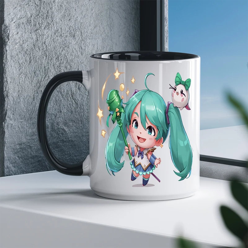 11oz Anime Hatsune Miku Kawaii Cute Creative Simple Ceramic Mug Mug Family Office School Gift Daughter Friends Family