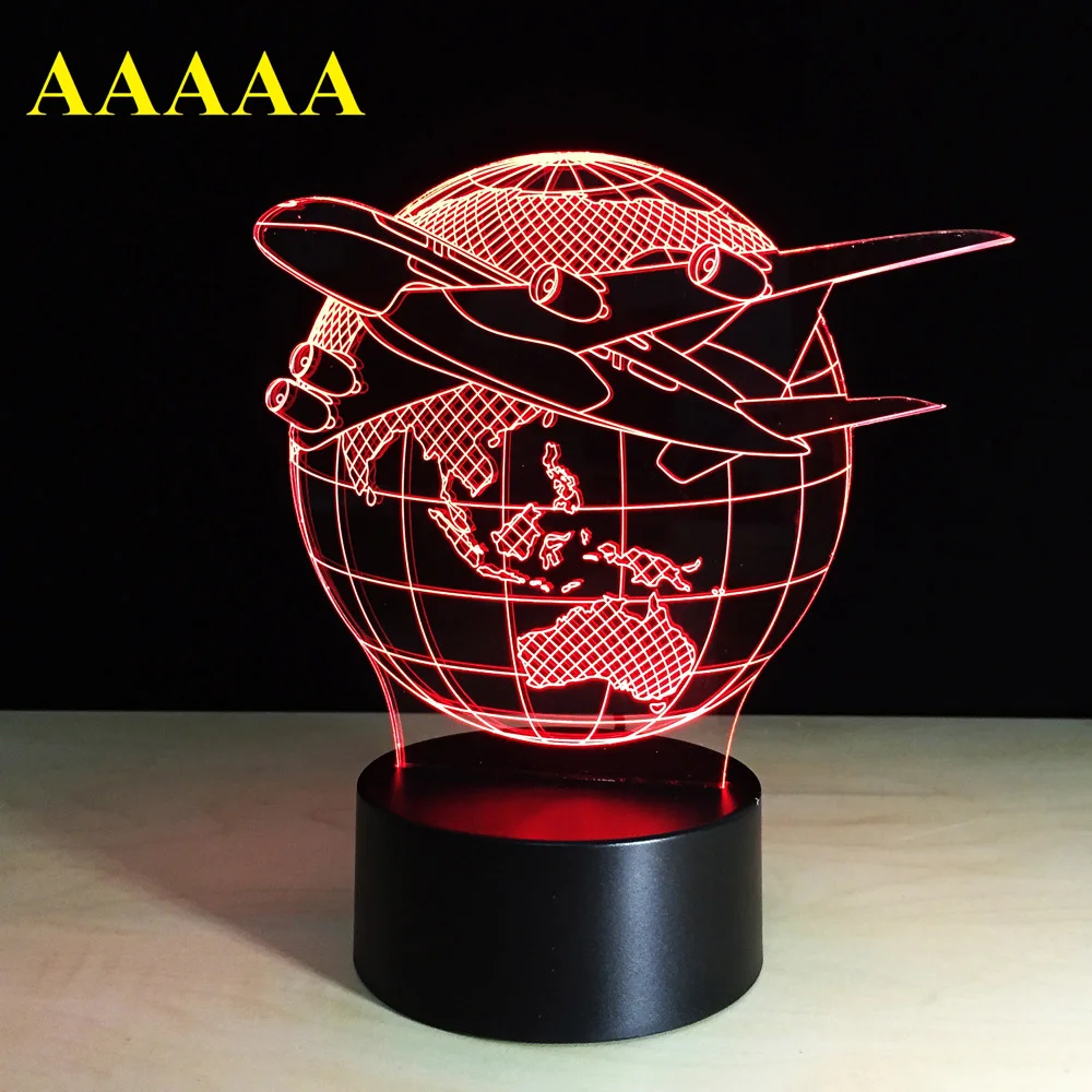 Cool Toy 3D Aircraft Warplane Lamp Model Creative Night Light Touch Jet Plane Desk Lamp LED Hologram illusion Lamp Bedside Lamp