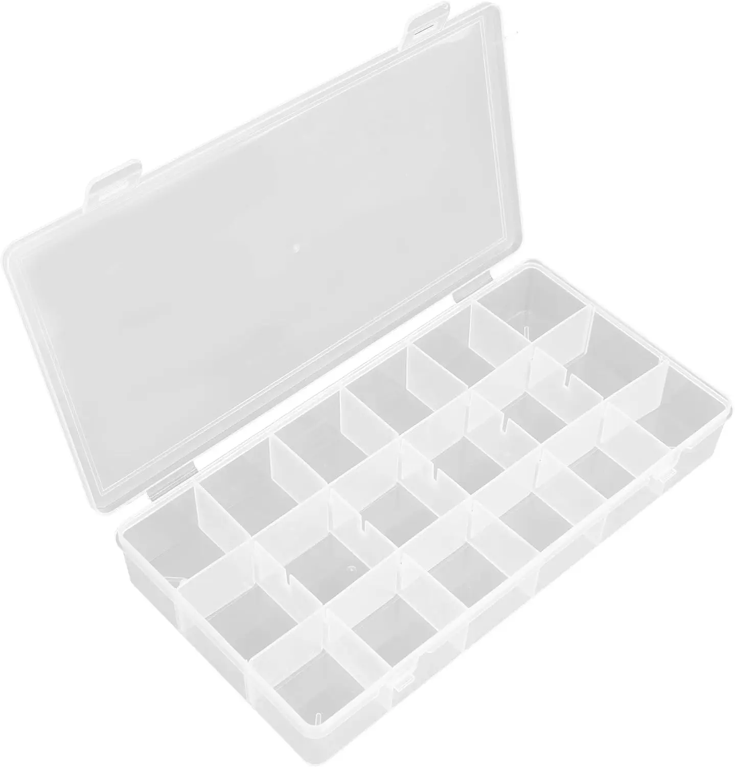 Clear Plastic Bead Organizer with 18 Grid Dividers