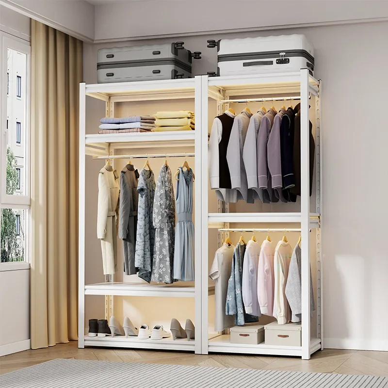 Shelf DIY Simple Wardrobe Open Angle Steel Hanger Shelf Rental House Assembly Metal Hat Storage Rack