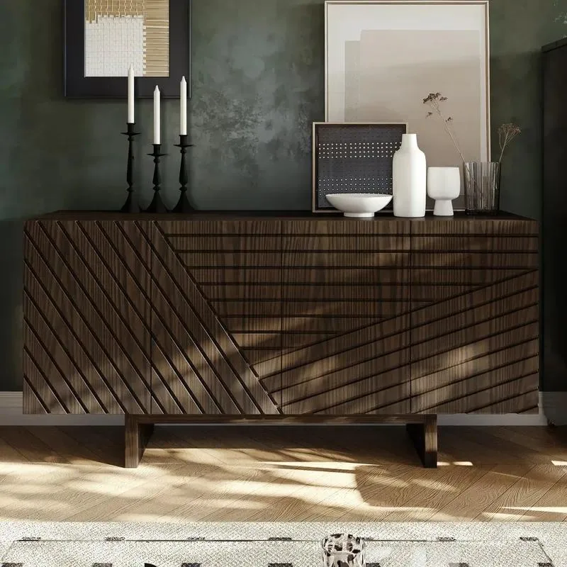 Modern Nordic Style Solid Wood Sideboard Simple Design Storage Cabinet for Living Room Wooden Furniture