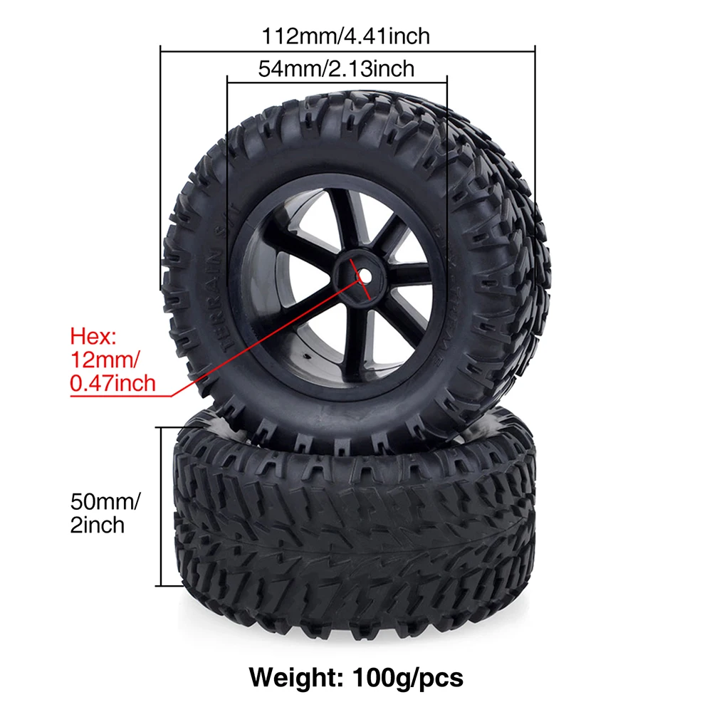 ZD Racing RC Desert Wheels and Tires 1/10 Scale 12mm Hex for Corally Kyosho Ultima Hobao ABSIMA HPI HIMOTO DREKKER RC Car Wheel