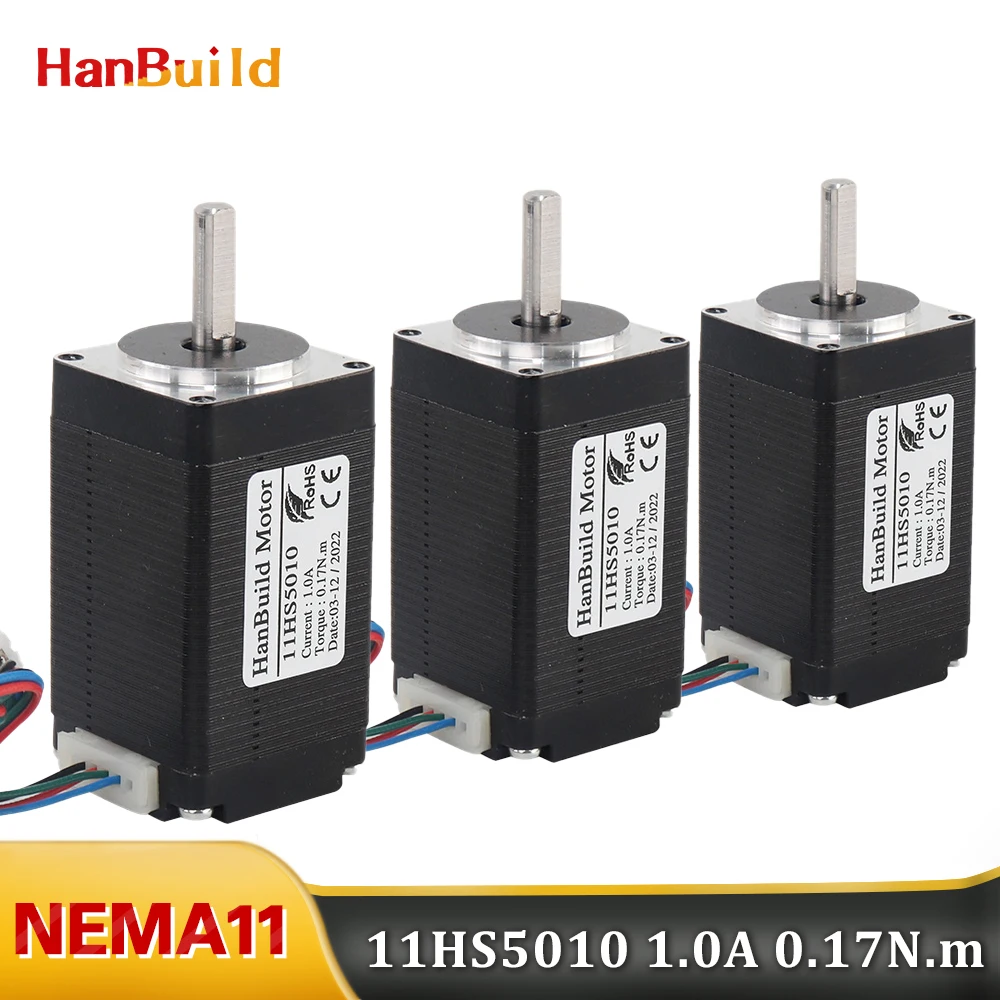 

3 pcs DC step motor 1.8 degrees high effective NEMA11 stepper Motor 11HS50 1.0A 0.17N.M 4-cable 28X50mm for 3D printer