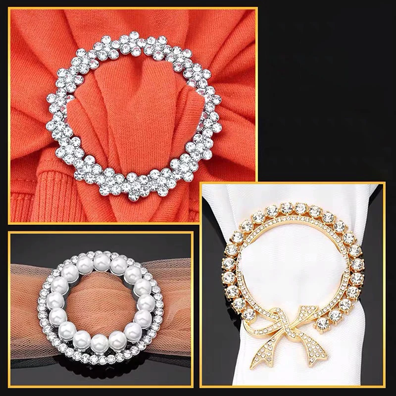 Headscarf Buckle Pearl Rhinestone Crystal Pin Muslim Hijab Buckle Clothes Corner Silk Scarf Shawl Alloy Brooch Pin