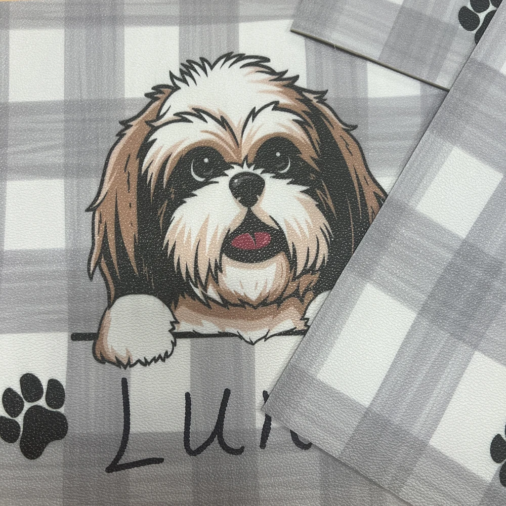 Household Pu Pet Dog Personalized Pet Bowl Mat Waterproof Food Bowl Beverage Feeding Mat and Black Pen for Writing Pet Name