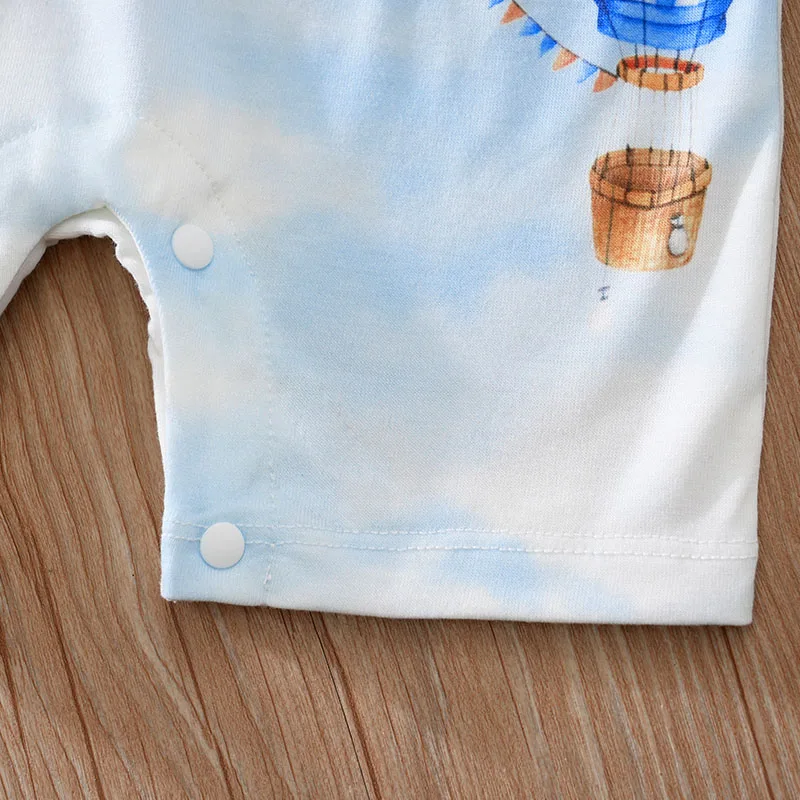 0-18 Baby Jumpsuit Cute Cartoon Hot Air Balloon Casual And Comfortable Soft Boy And Girl Summer Short Sleeved Newborn Clothes