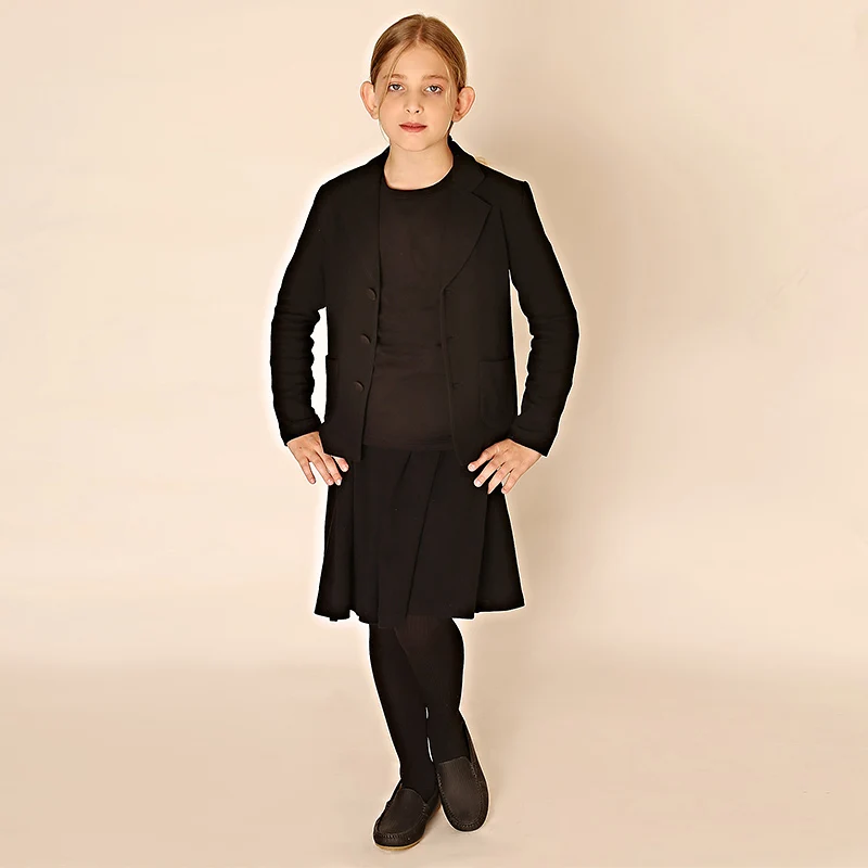 Boy and Girls Blazer Shirt Cardigan Long Sleeves Black Shirt Children Elegant Clothes Cotton V Neck Front Buttons 5-12 Years