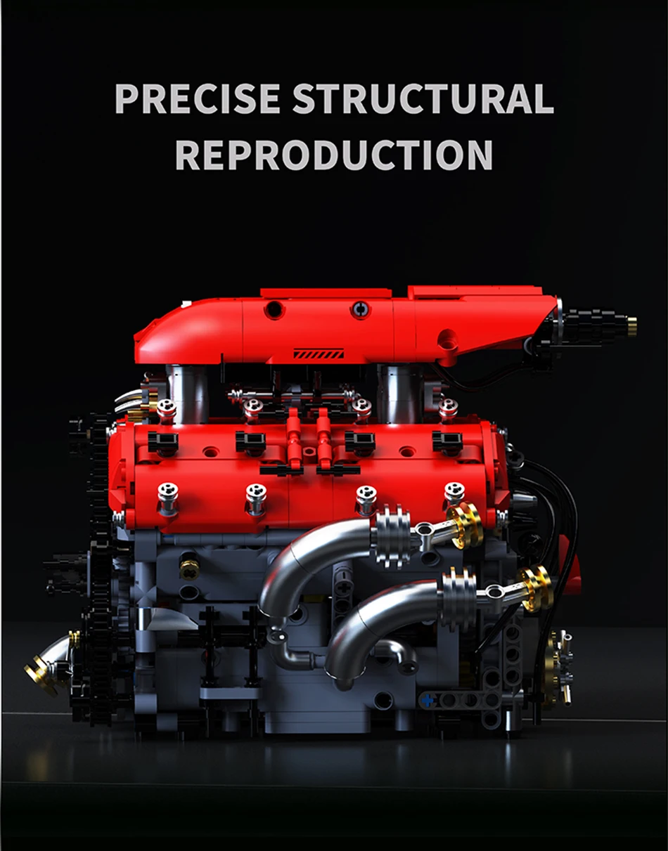 Technical V8 Electrice Driven Engine Building Blocks Simulation Supercar Engine MOC Bricks Science Education Toys Birthday Gift