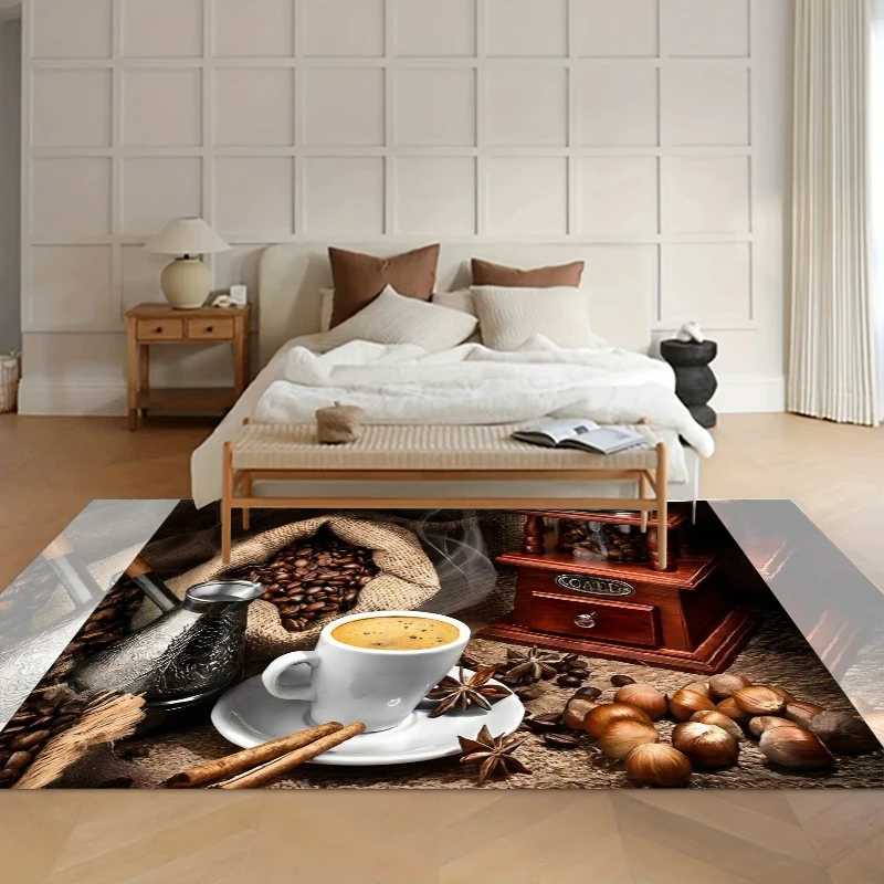 Coffee Beans Entry Door Mat Non-Slip Carpet Kid's Play Mats Living Room Floor Mat Rugs Suitable Kitchen Decor Gift Chair Carpets