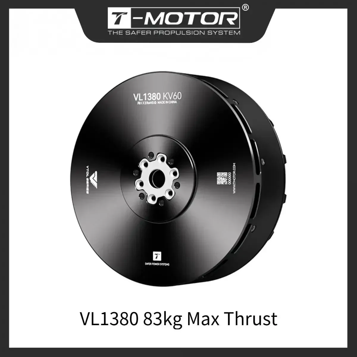 T-MOTOR Brushless Motor VL1380 KV60 Drone Heavy Lift VTOL Motor with 83kg Max Thrust Propulsion Systems for Fixed-Wing Aircraft