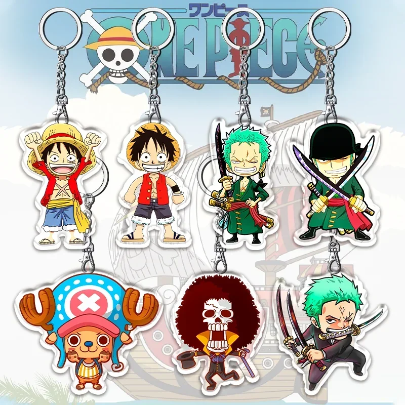 12cm ONE PIECE Student Backpack Key Named Ornament  Acrylic Keychain Double Sided Pattern PendantChildren's Festival Gifts