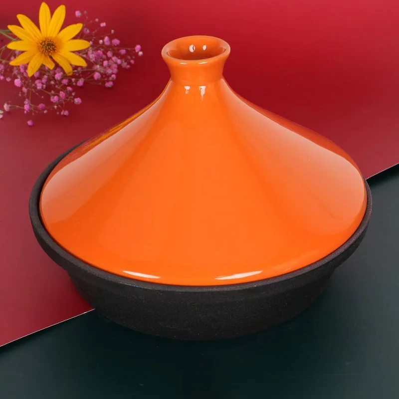 

24cm Tagine Pot Household Cast Iron New Chinese Style Universal Stove Large Capacity Soup Stew Simmering Pot
