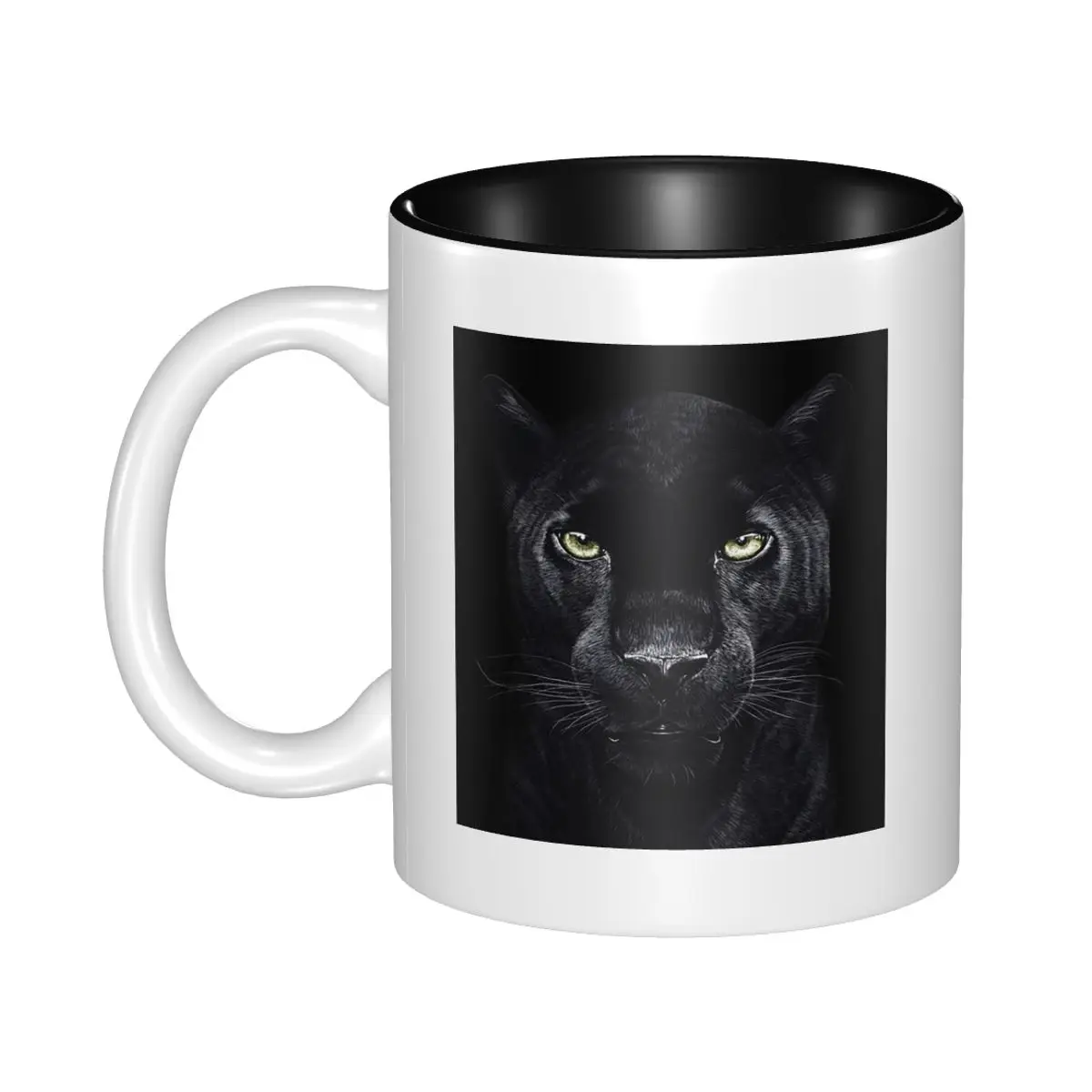 Panther On Black Mug Funny Ceramic Coffee Cups Tea Mugs Milk Cup Drinkware Gift for Friends