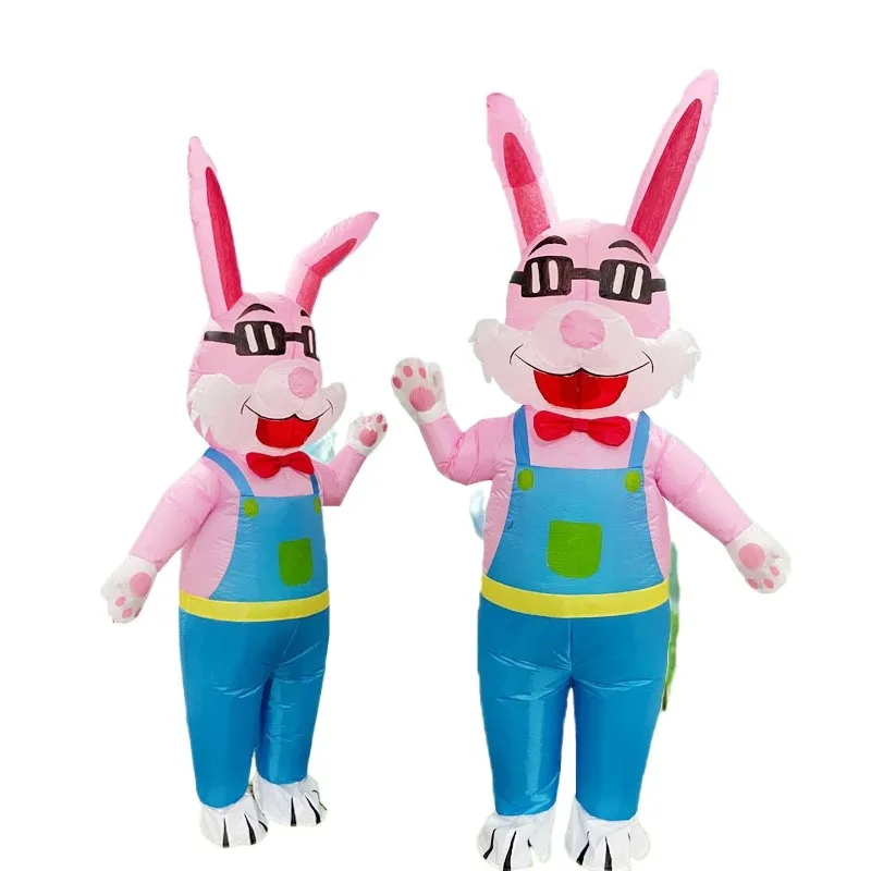 

Inflatable Easter Rabbit Costume Halloween Animal Role-playing Festival Party Prop Cute Jump Suit for Adults