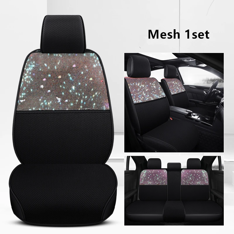 Winter Diamond Plush Universal Car Seat Cover Rhinestone Auto Seat Cushion Velvet Front Back Seat Protector Mat Car Accessories