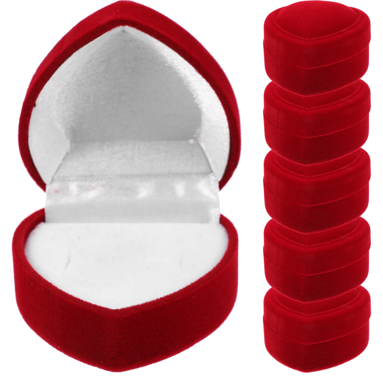 

6Pcs Heart Shaped Ring Box Lightweight Compact Jewelry Organizer for Wedding Proposal Engagement Gift Display Case Storage