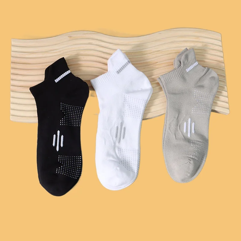 3/6 Pairs Cotton Socks Short-tube Breathable Non-slip No-fall Heel Boat Socks Sweat-absorbent Solid Color Summer Thin Men Socks