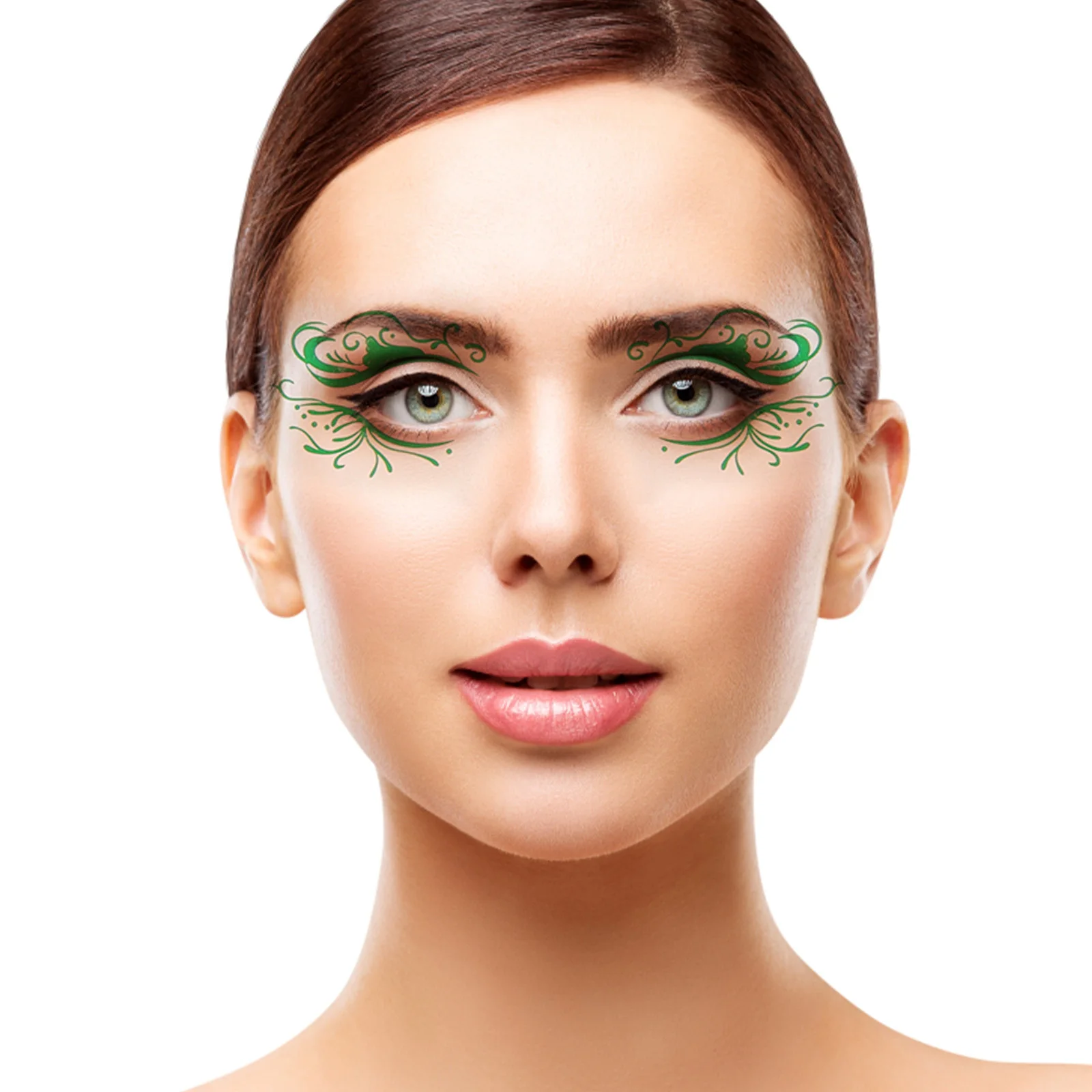 10 أوراق شارات للوجه للنساء وشم زاوية العين مقاوم للماء سهل الاستخدام وإزالة التصاميم النابضة بالحياة لمظهر مكياج حفلات المهرجانات #6
