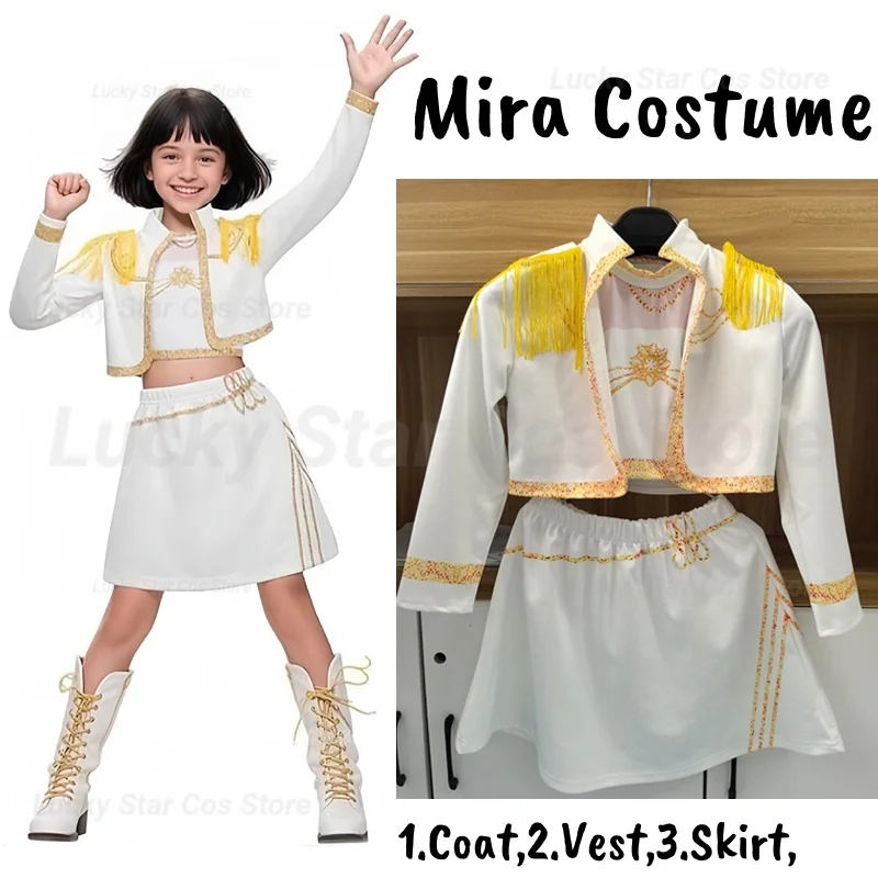 

Kids K-Pop Demon Hunters Mira Costume Fancy Dress Cosplay Virtual Idol Movie Cosplay for Girls' Kids Halloween Role Play Clothes