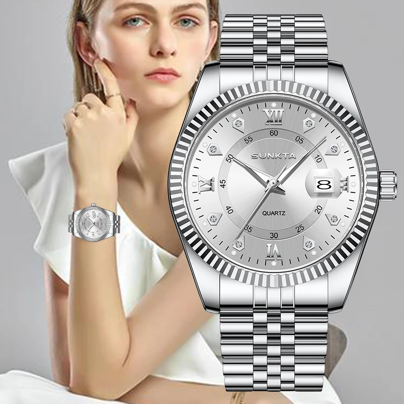 SUNKTA Watch for Women 2026 simple women's quartz wrist watch luminous waterproof fashion calendar casual clock reloj de mujer