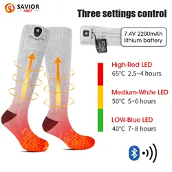 Savior beheizte Socken, wiederaufladbare Heizsocken fßr Bluetooth, beheizte Socken, Wärme, beheizte Outdoor-Stiefel, Schneemobil, Winter, Ski