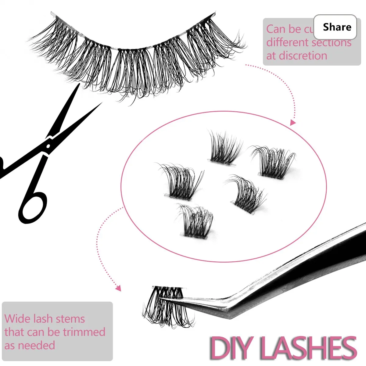 GROINNEYA-pestañas postizas de visón 3D, extensión de pestañas de Manga Natural, banda Invisible, 10 pares