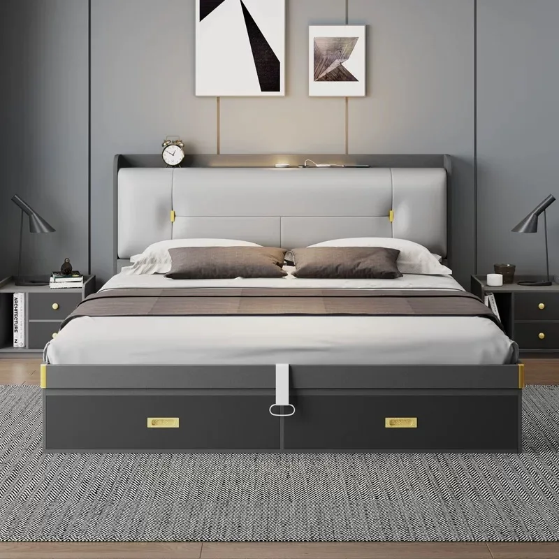 

ⅹ-Bedroom Furniture Luxury Storage Drawer Wooden Bed Frame Double Beds&