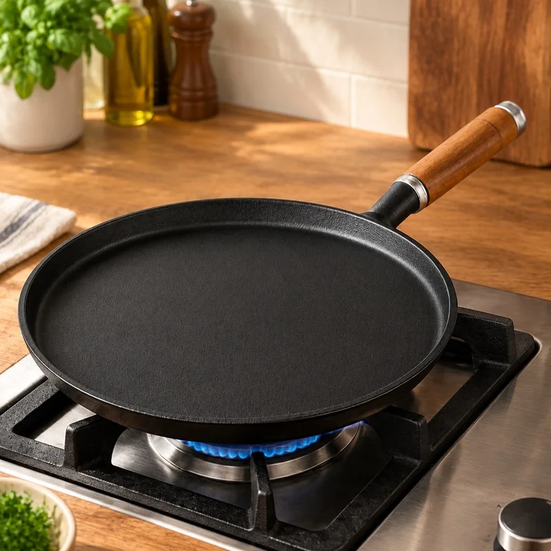 Heavy-Duty Cast Iron Frying Pan Compatible with Gas and Induction Cooktops, Perfect for Cooking Eggs, Steaks, Pancakes, and
