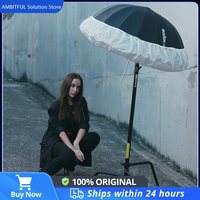Godox UB-165W 65in 165cm Parabolic Black White Reflective Umbrella Studio Light Umbrella with Black Silver Diffuser Cover Cloth