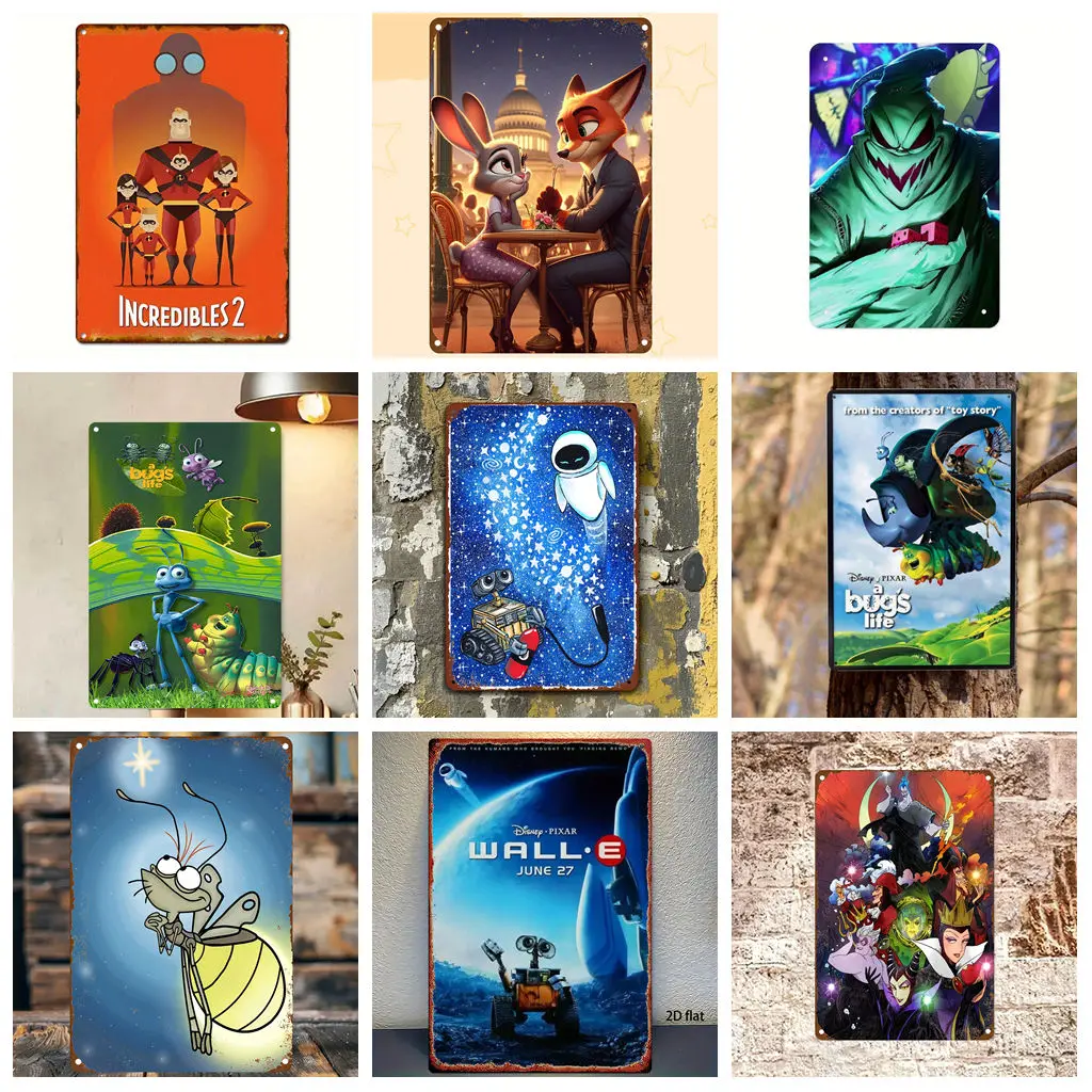 

Miniso Disney Animation World Tin Sign Decor Wall Decor Art Wall Mural Room Decoration Decor Retro Metal Sign Plate Bar Posters