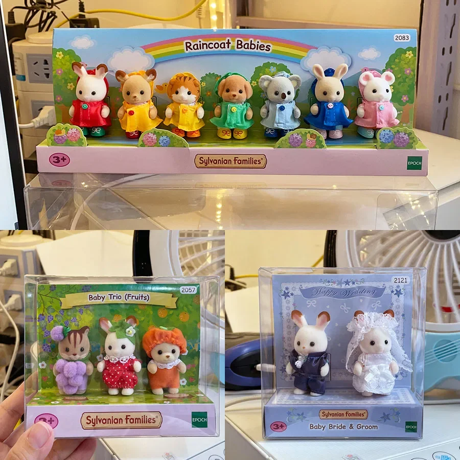 A Set Sylvanian Families Anime Girl Figures Baby Raincoat Easter Fruit Kawaii Cute Room Decoration Christmas Gift For Kid Toys