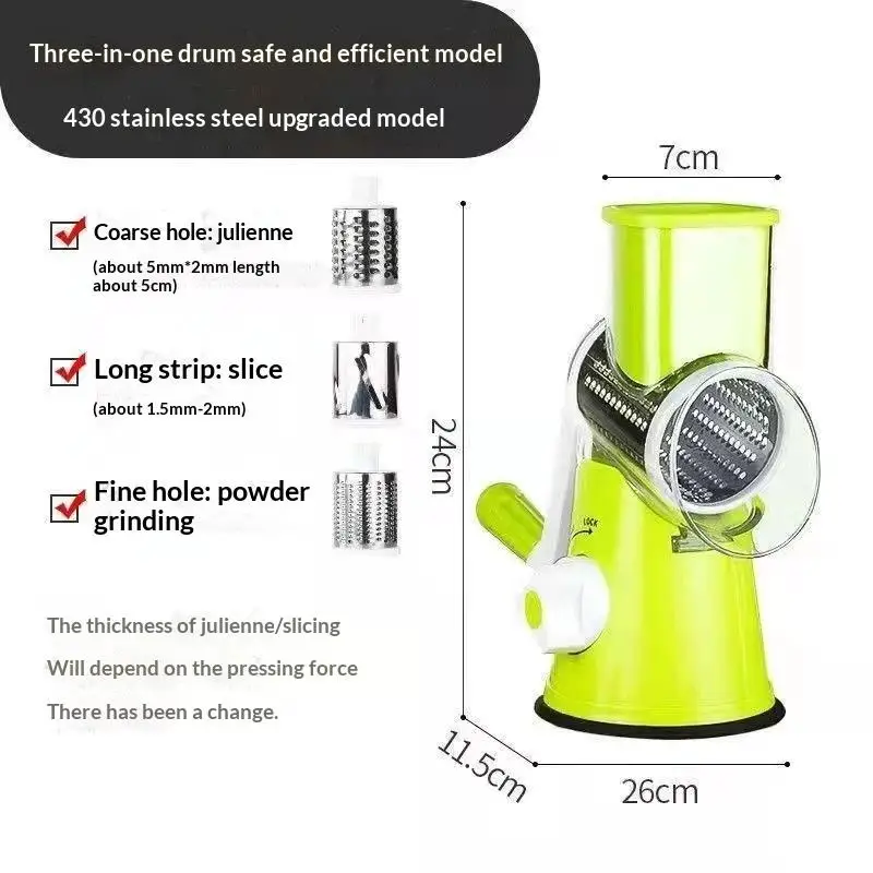 【HG】Manual Rotary Vegetable Slicer Grater With Multiple Blades Easy Clean For Home Kitchen Cooking