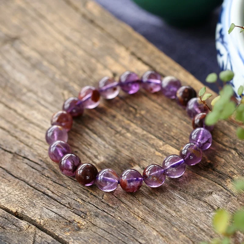 Recommend Natural Rutile Purple Ghost Single Circle Amethyst Bracelet Co-Raw Mineral Crystal Ornament Female Who