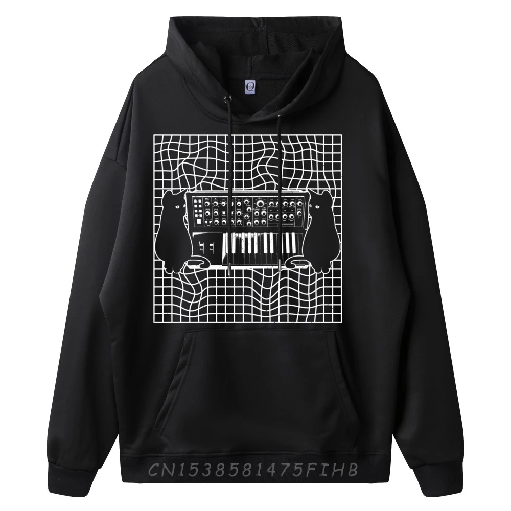 Modular Synthesizer Cat Music Producer Synth Cute Oversized Hoodie Long Sleeve Sweater Men Christmas