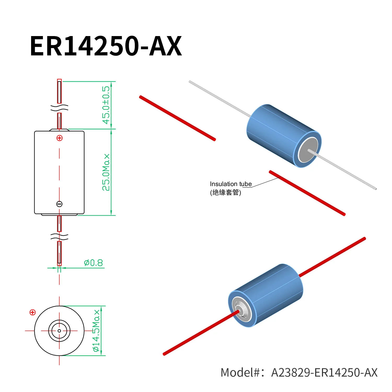 EEMB ER14250-AX 3,6 V 1/2 AA bateria z AX Pin bateria litowa 14250 1200 mAh baterie do licznika wody/gazu alarm czujnik okna