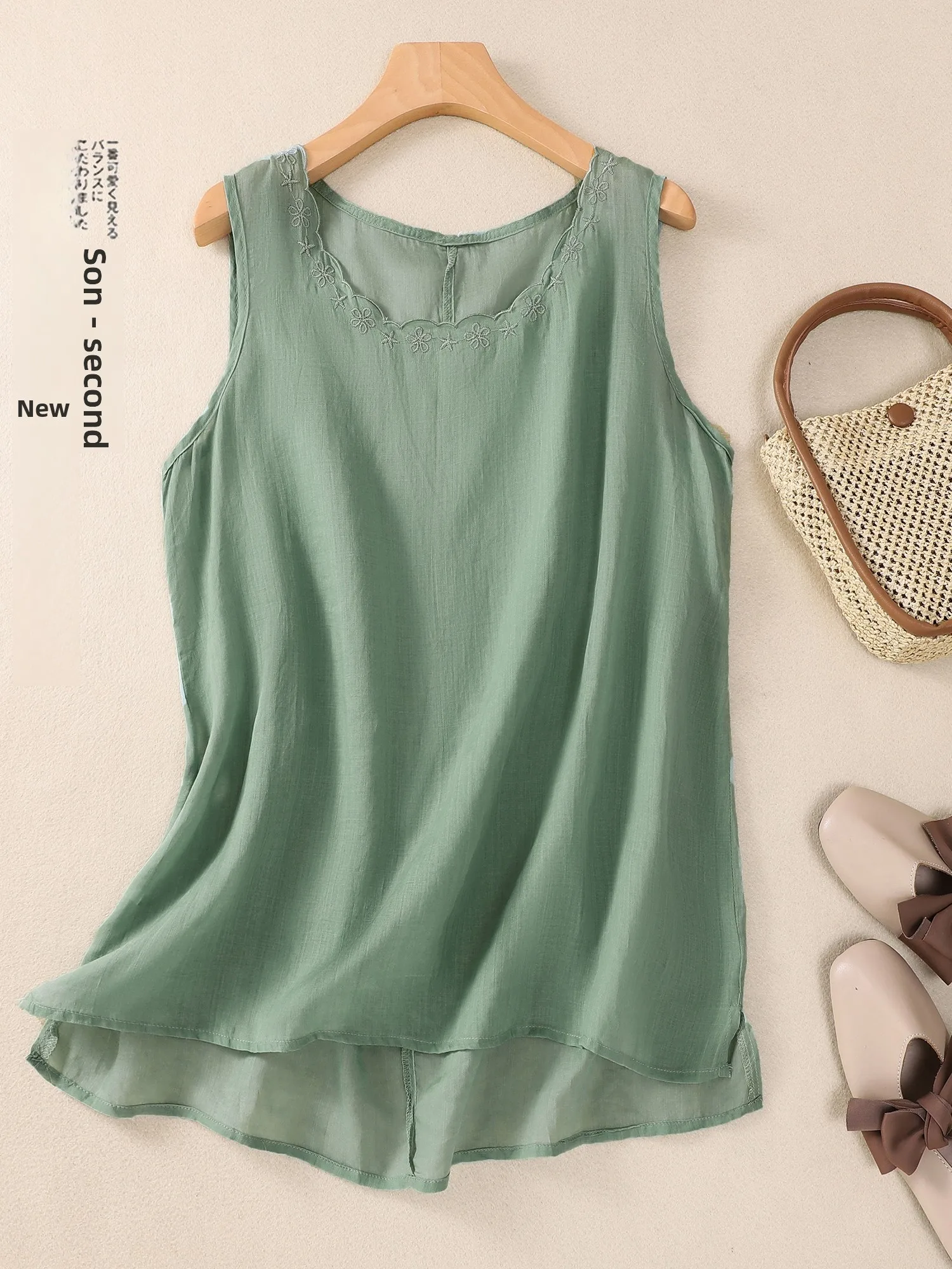 

Ladies Loose Fit Linen Cotton Svel Vest Breathable Faionable Summer Top Women's Inner Wear Slimming Effect