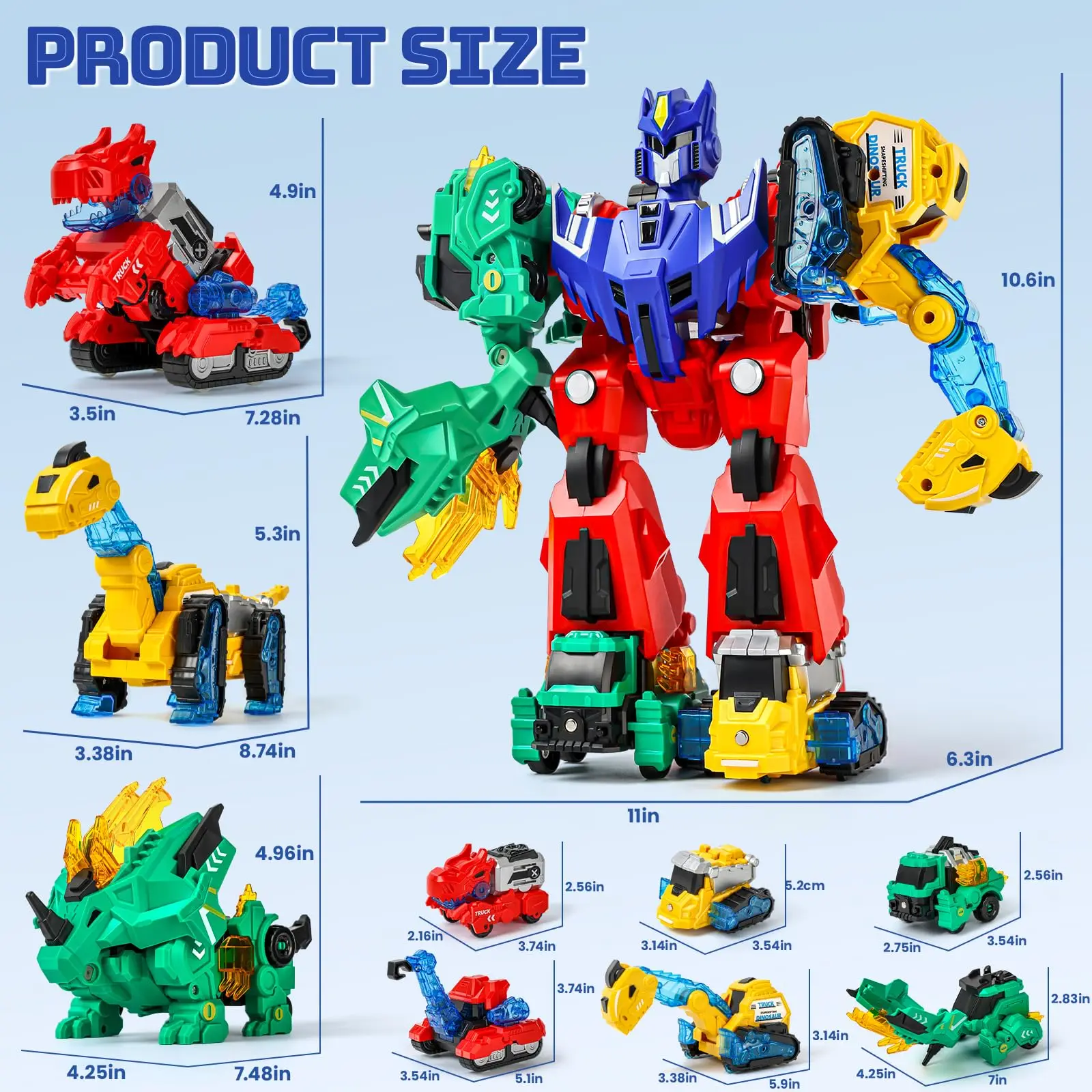 Camion per auto con dinosauro trasformante magnetico 6 in 1 - Confezione di bomboniere multiarticolo Dino Robot Decorazione per la stanza di compleanno