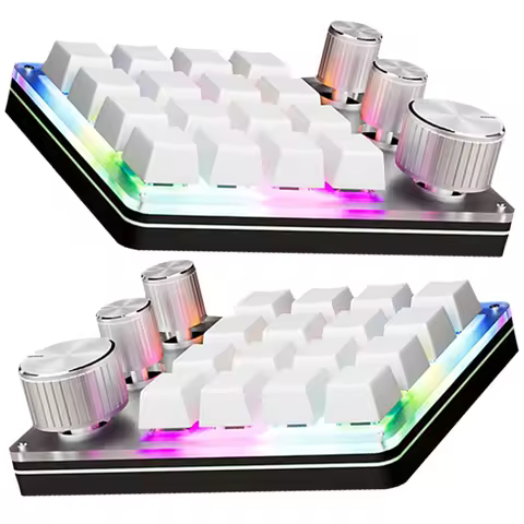 16 Keys 3 Knobs Mechanical Gaming Keyboard Bluetooth/USB Wired Dual Mode Custom Hot-Swappable Keypad Programming Macro Key Board