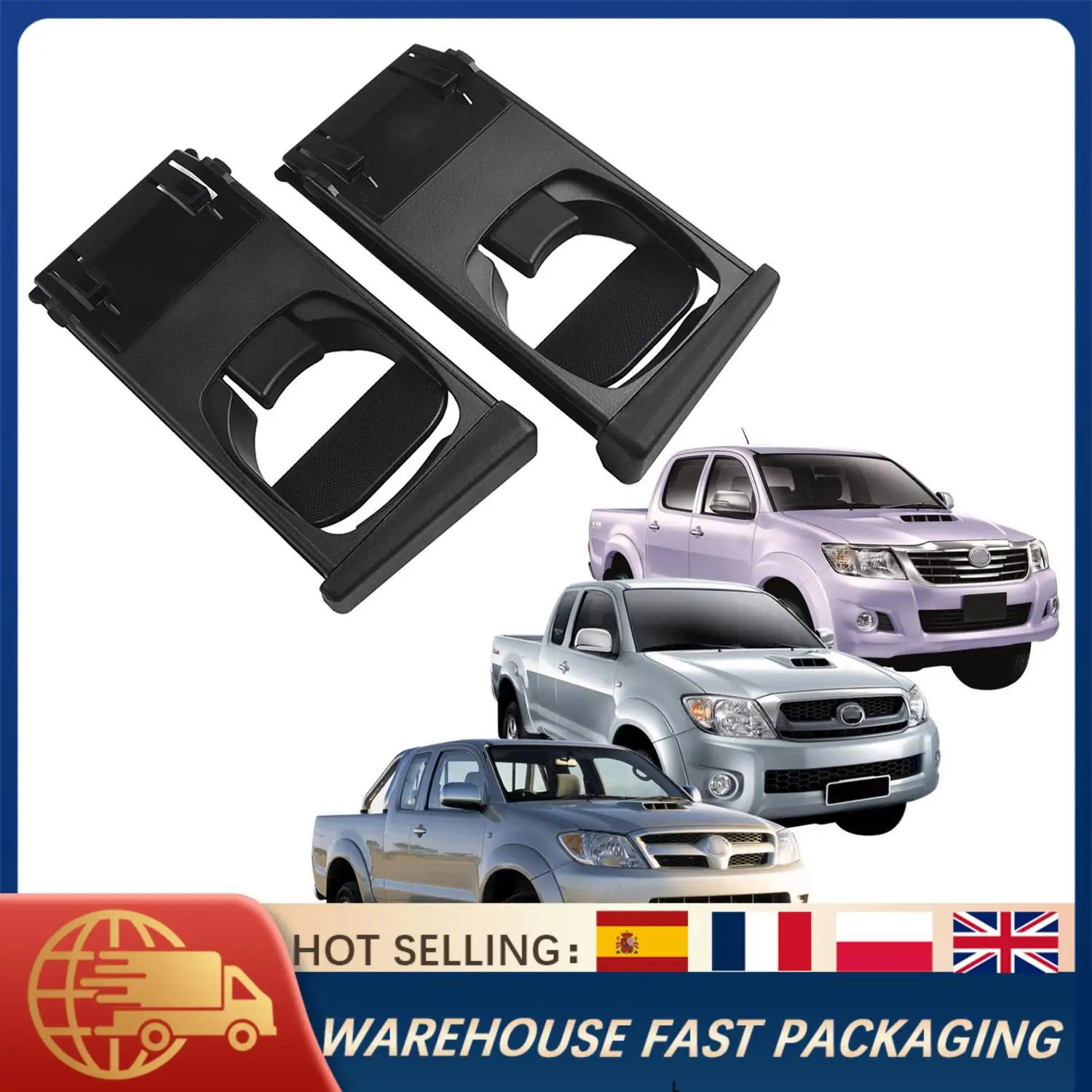 

2 шт. разъем подстаканника для Toyota Hilux Vigo SR Pickup Fortuner 2004-2015 55604-0K010, замена крепления на центральной консоли, черный
