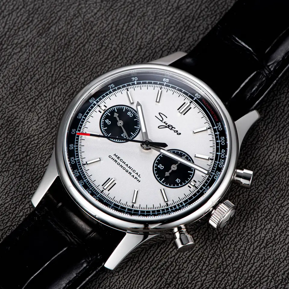 ساعة طيار Sugess 1963 رجالية، كرونوغراف ميكانيكي، ساعة يد باندا، مقاومة للماء، حركة Seagull ST1901 v3 - 2