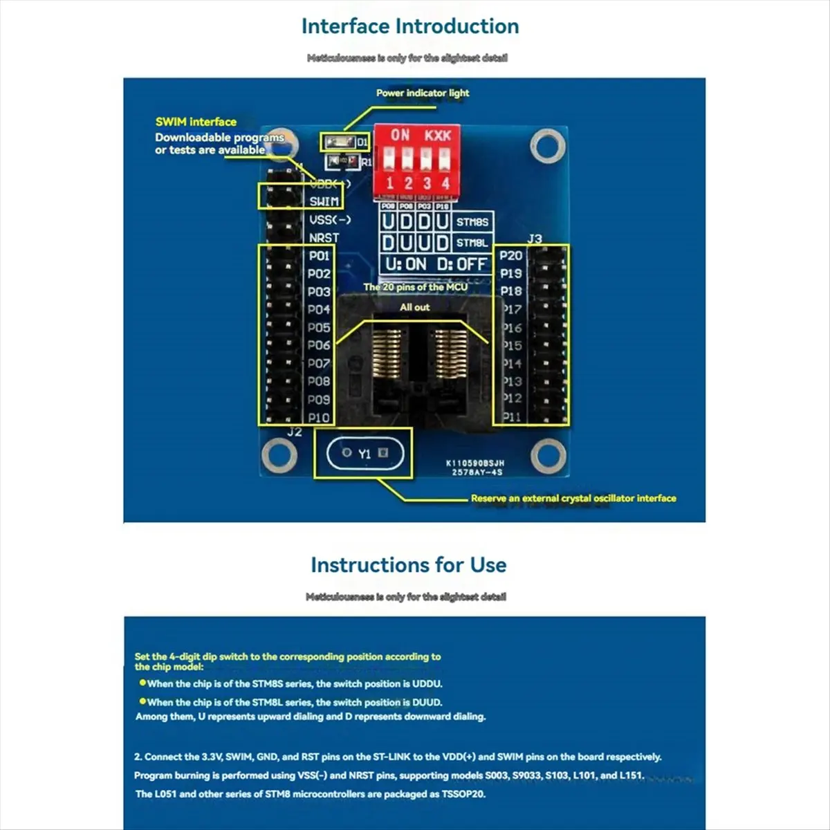 L77A STM8S STM8L TSSOP20 Burning Seat Testing Seat Downloader Offline Programmer Programming Seat