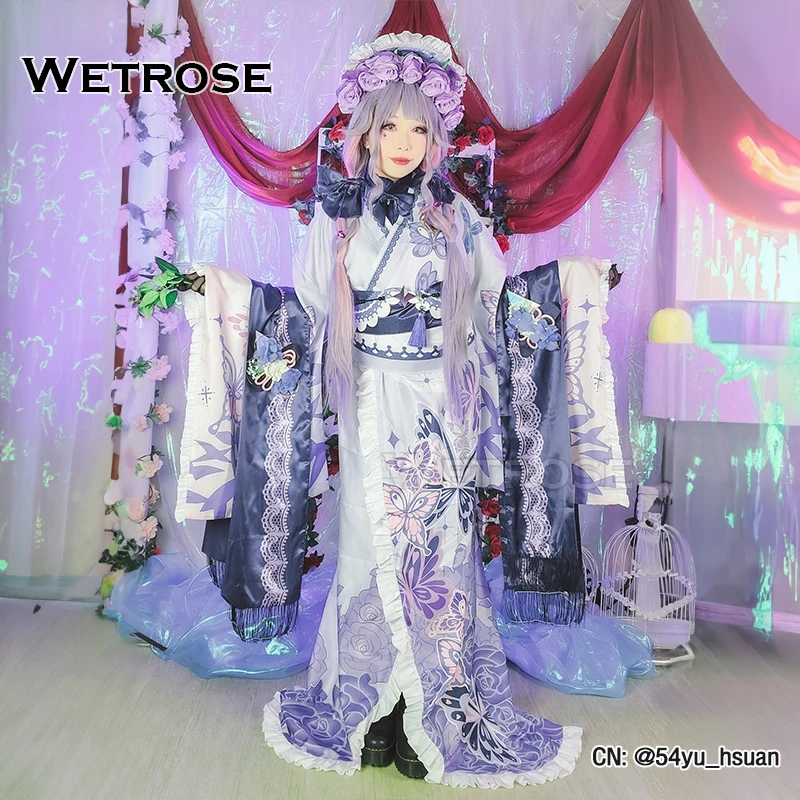 [Wetrose] Koseki Bijou Kimono Cosplay Costume New Year Outfit Hololive EN 3rd Generation Advent Holo Vtuber Set Wig Halloween