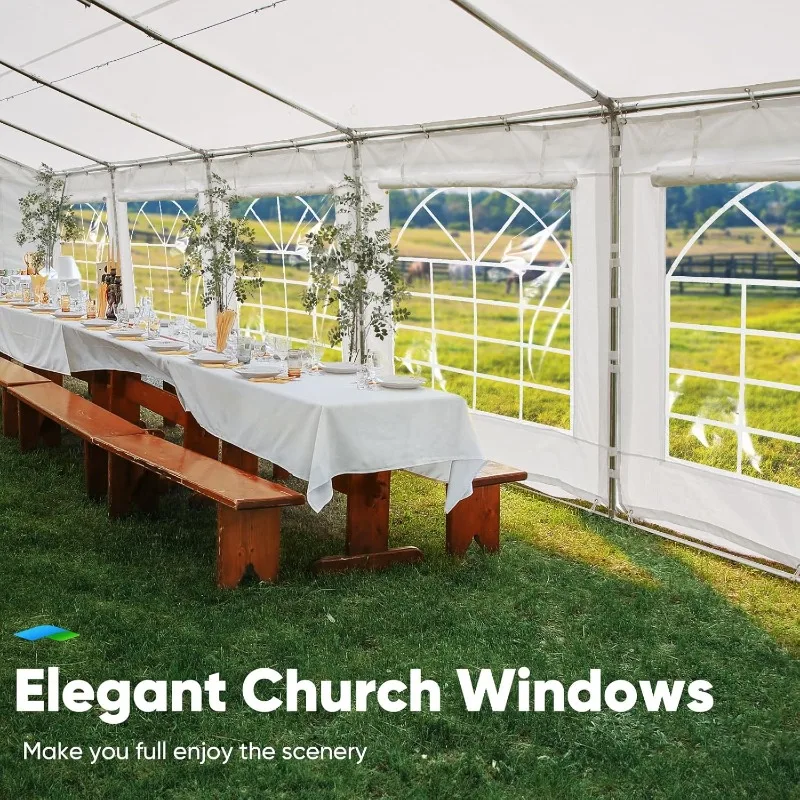خيمة للحفلات والزفاف بطول 20 × 40 قدمًا - مظلة شديدة التحمل مقاومة للماء مع جدران قابلة للإزالة